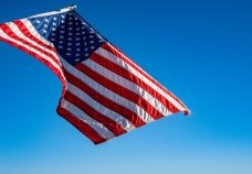 Flying flag of the USA