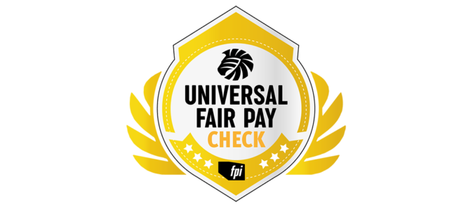 Das Logo für die Auszeichnung Universal Fair Pay Check